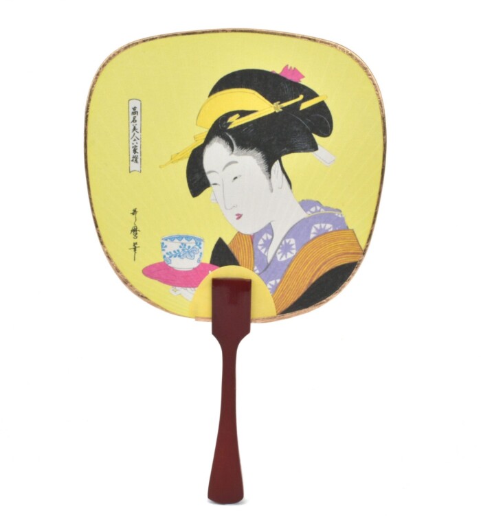 'Geisha with Tea' Paper Fan 19cm