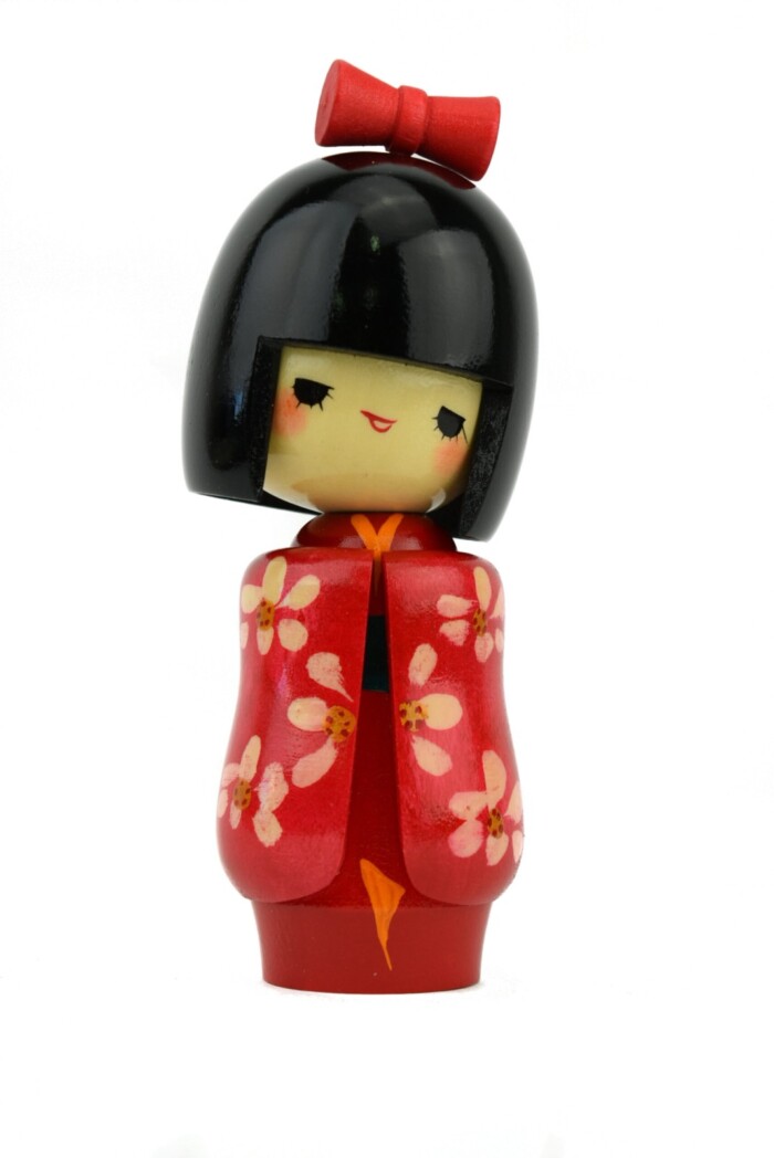 Red Kimono Kokeshi Doll