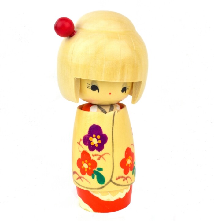 Large floral Kokeshi Doll