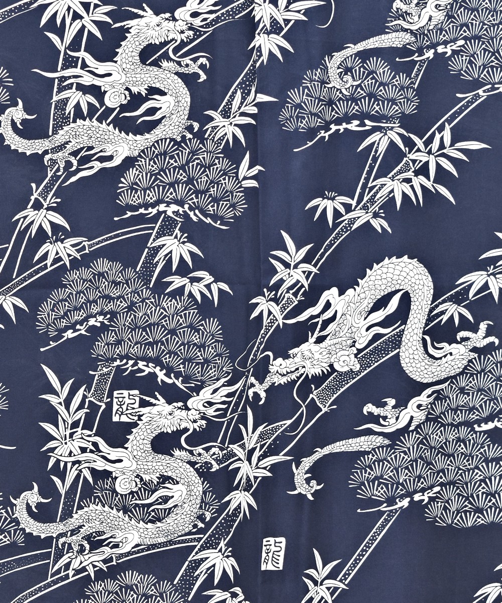 Japanese Cotton Gown 'Dragon' - 59" N/Blue - Image 3