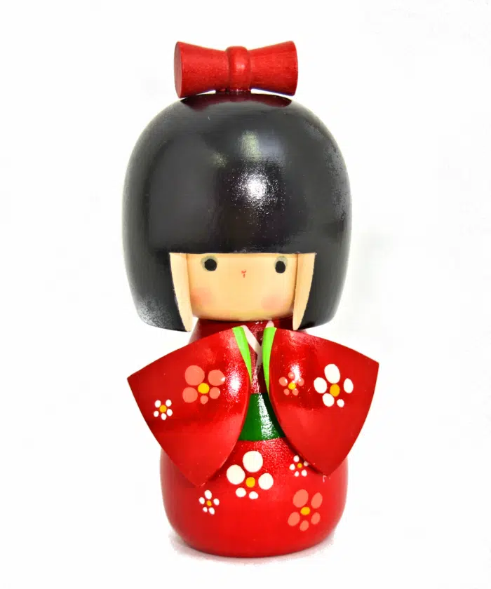 Red Kimono Kokeshi Doll - 11cm