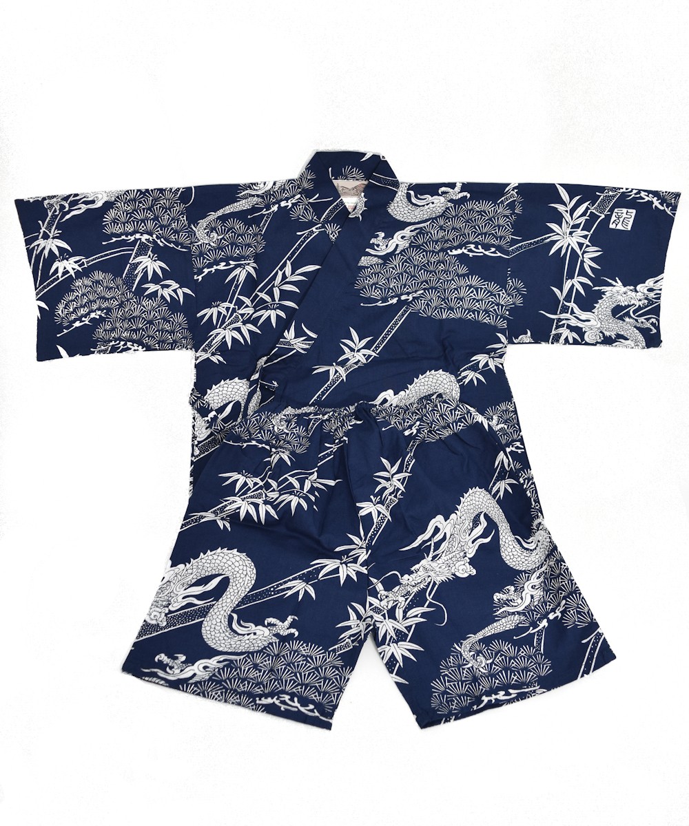 Kids Boys Japanese Cotton 'Dragon' Jinbei Set