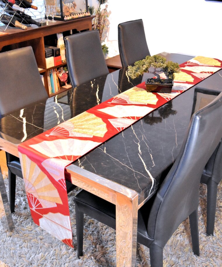 OBI silk table runner / Wall Art "Fans"