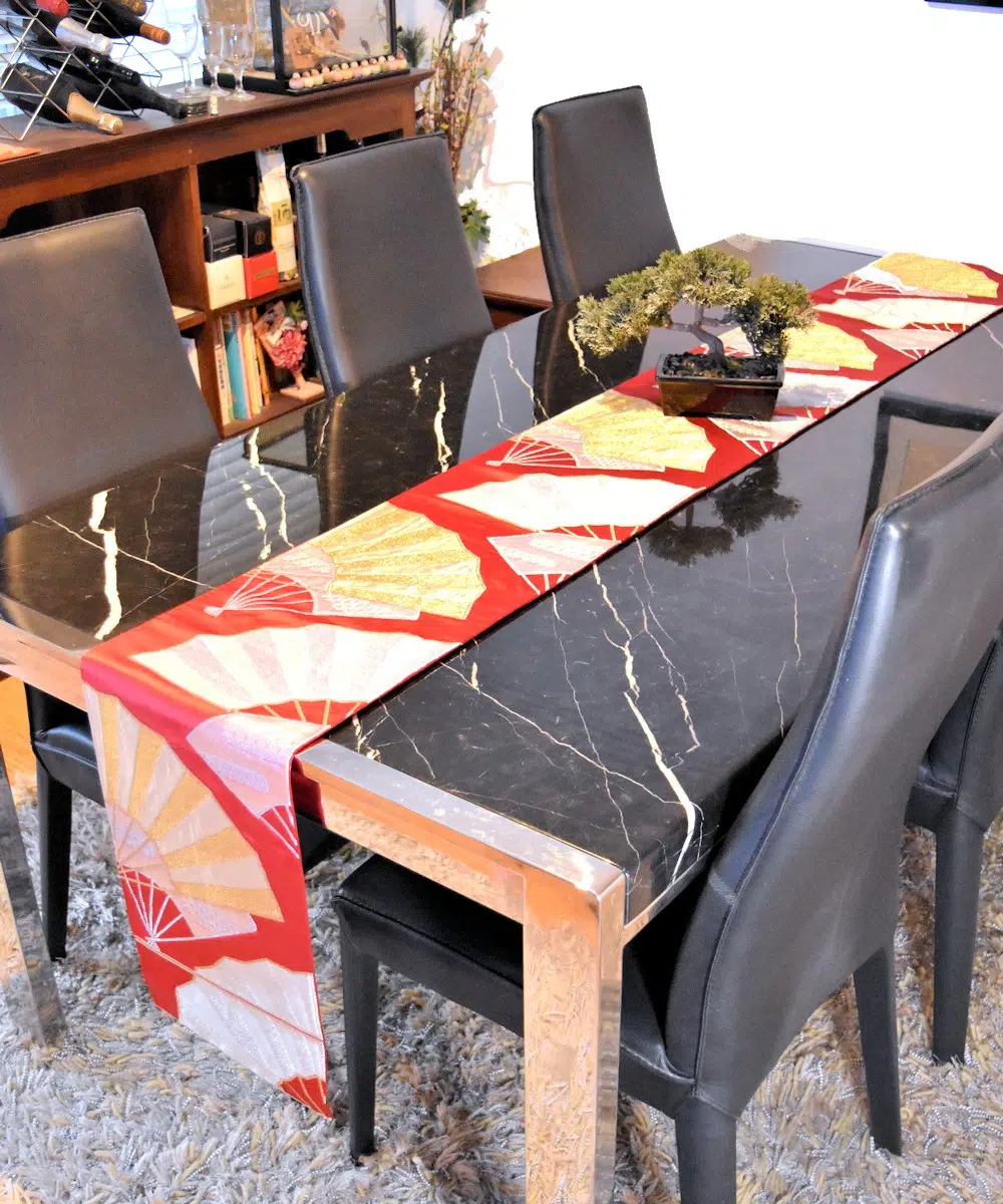 OBI silk table runner / Wall Art "Fans"
