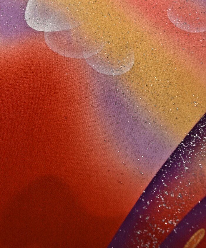 Vintage silk Kimono - Rainbow Butterflies (Cho) - Image 5
