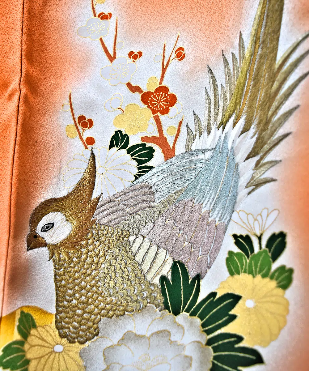 Kimono – Vintage Silk “Gold Bird” - Old Kyoto