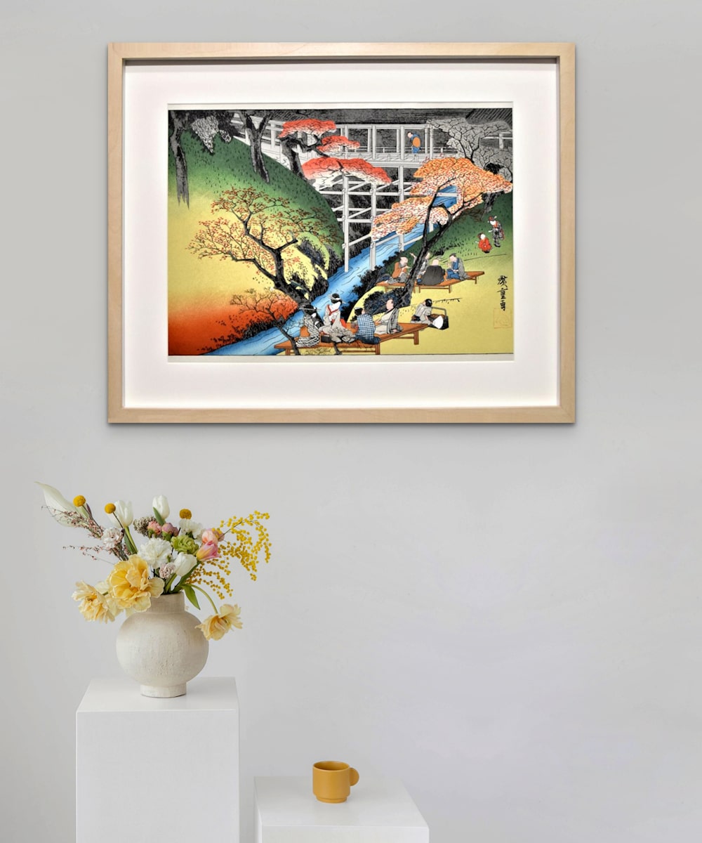 "Red maple leaves at Tsuten Bridge" by Utagawa Hiroshige - Image 2