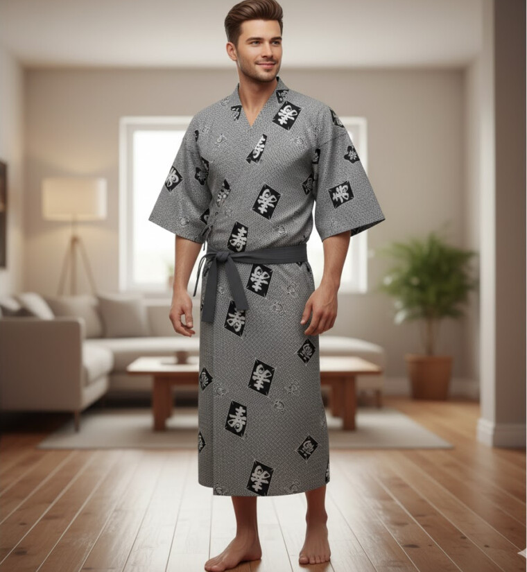 Cotton Yukata 'Kite & Kotobuki' - 59"
