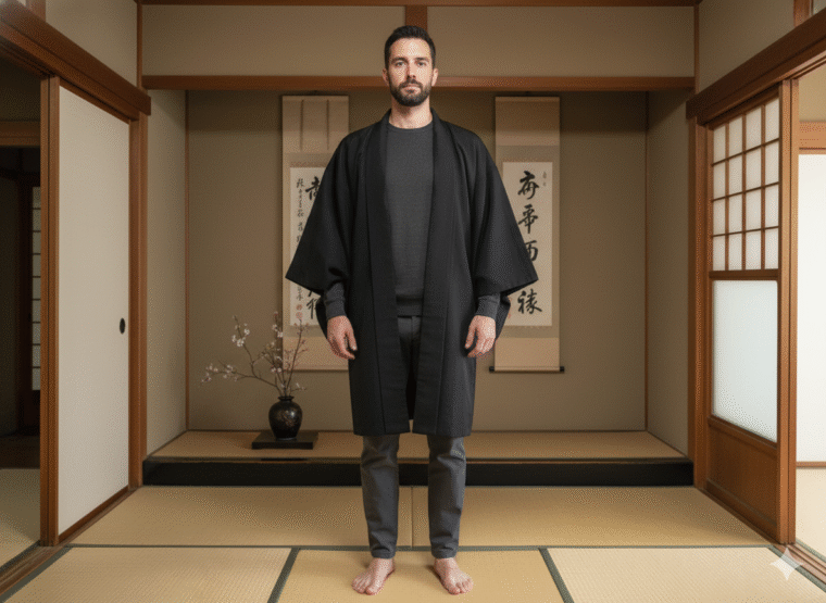 Mens Silk Haori Jacket